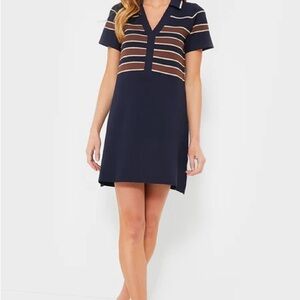 Tuckernuck Navy and Brown Striped Dress